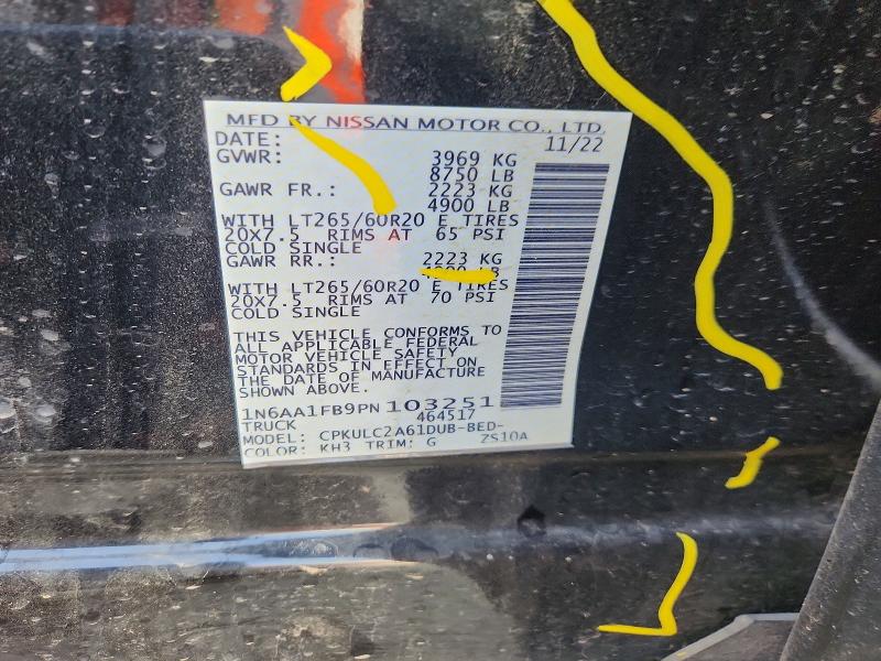 Aukcja sprzedaży 2023 Nissan Titan Xd, vin: 1N6AA1FB9PN103251, numer aukcji: 55172666