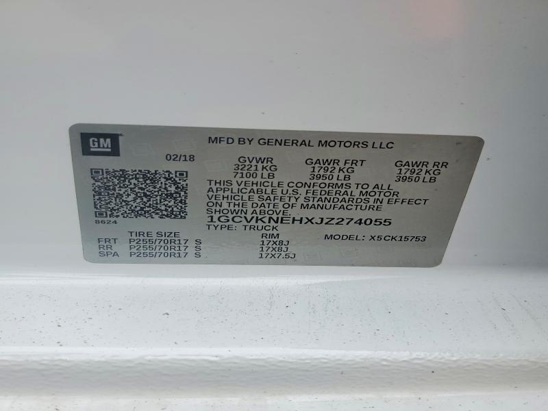 Aukcja sprzedaży 2018 Chevrolet Silverado, vin: 1GCVKNEHXJZ274055, numer aukcji: 55792356