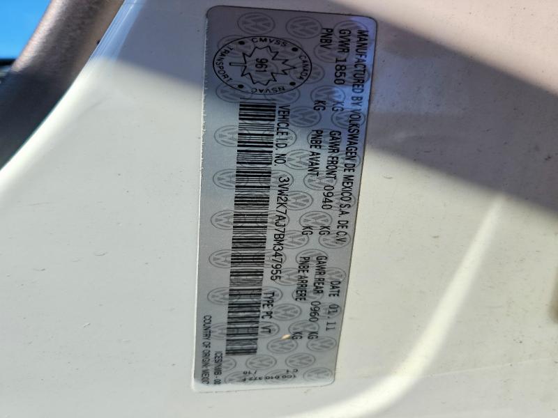 Aukcja sprzedaży 2011 Volkswagen Jetta, vin: 3VW2K7AJ7BM347955, numer aukcji: 58587826