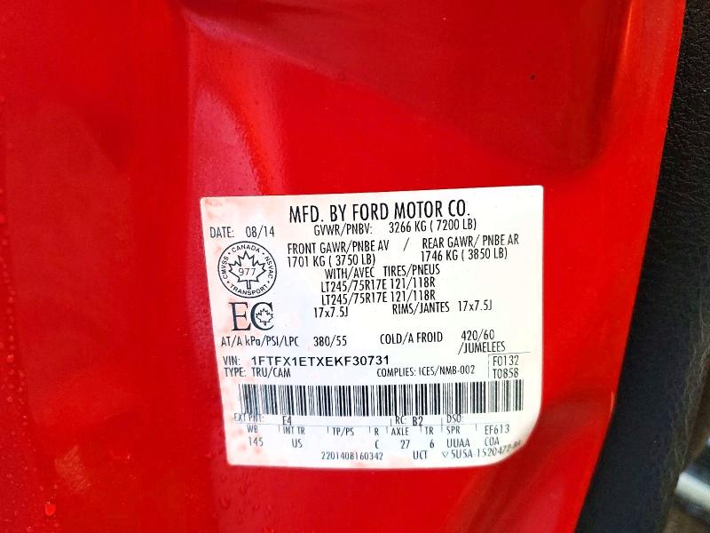 2014 Ford F150 მანქანა იყიდება აუქციონზე, vin: 1FTFX1ETXEKF30731, აუქციონის ნომერი: 58325036