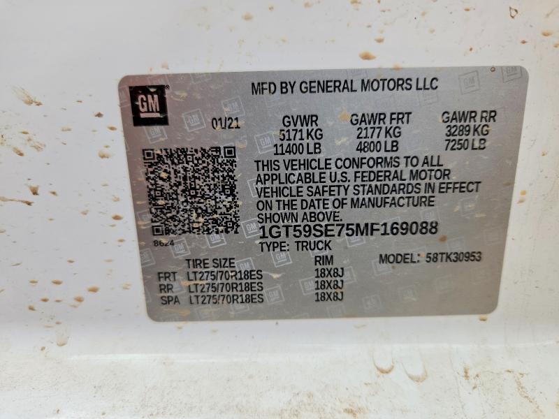 2021 Gmc Sierra მანქანა იყიდება აუქციონზე, vin: 1GT59SE75MF169088, აუქციონის ნომერი: 58971836
