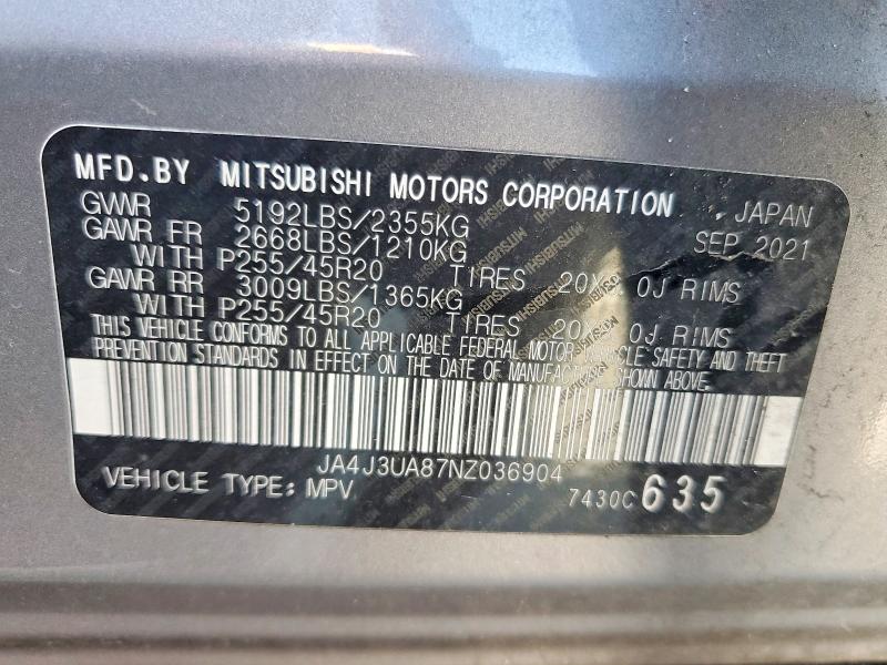 Продаж на аукціоні авто 2022 Mitsubishi Outlander, vin: JA4J3UA87NZ036904, номер лоту: 58812426