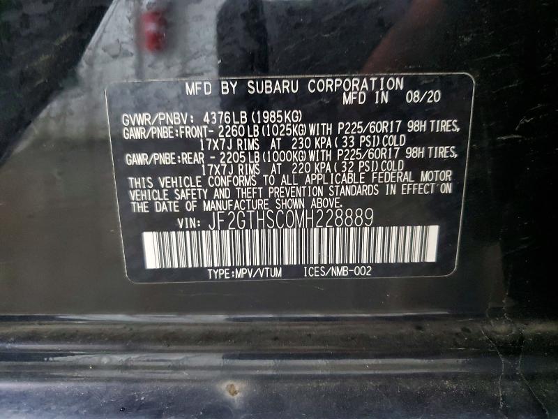 56755656 :رقم المزاد ، JF2GTHSC0MH228889 vin ، 2021 Subaru Crosstrek مزاد بيع