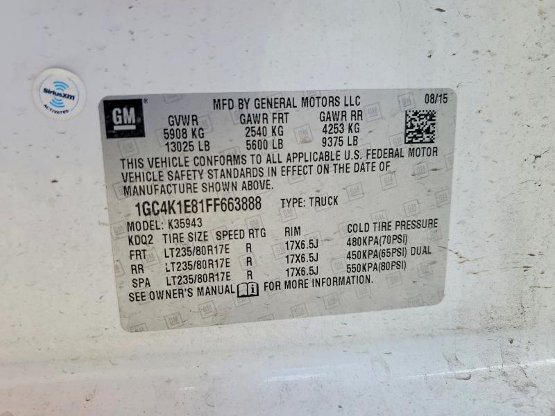 Aukcja sprzedaży 2015 Chevrolet Silverado, vin: 1GC4K1E81FF663888, numer aukcji: 56544036