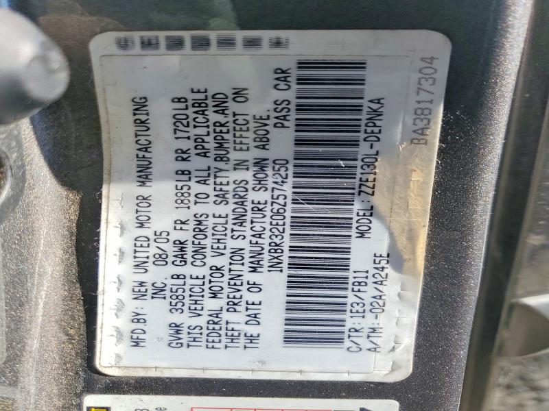 55537396 :رقم المزاد ، 1NXBR32E06Z574250 vin ، 2006 Toyota Corolla مزاد بيع