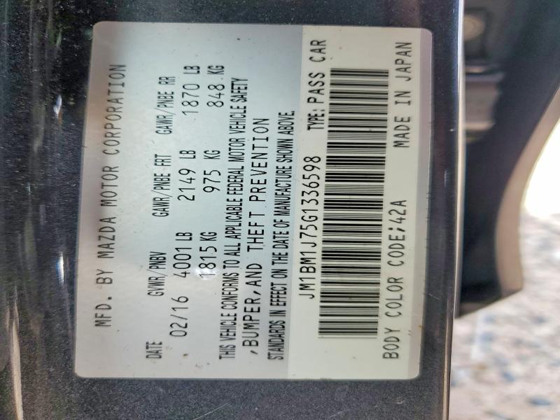 Продаж на аукціоні авто 2016 Mazda 3, vin: JM1BM1J75G1336598, номер лоту: 57767066