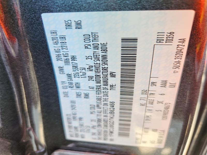 Продажа на аукционе авто 2019 Ford Escape, vin: 1FMCU0GD7KUB62466, номер лота: 58251346