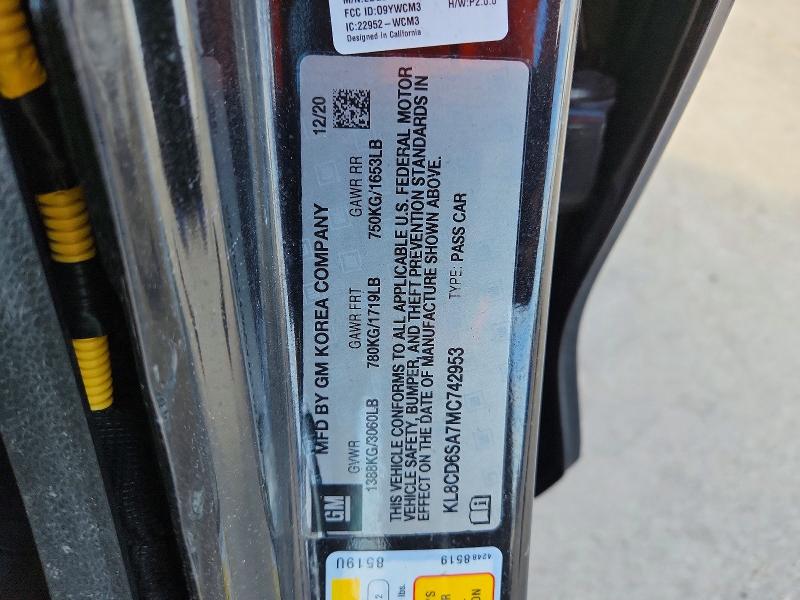 56883606 :رقم المزاد ، KL8CD6SA7MC742953 vin ، 2021 Chevrolet Spark مزاد بيع