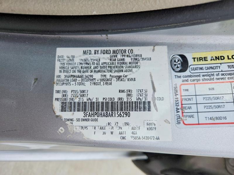 57486266 :رقم المزاد ، 3FAHP0HA8AR156290 vin ، 2010 Ford Fusion مزاد بيع
