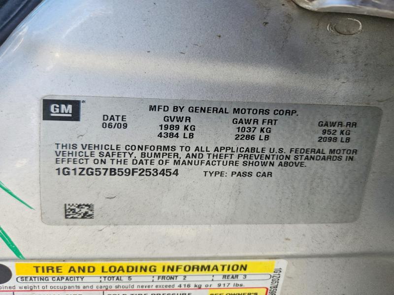 Auction sale of the 2009 Chevrolet Malibu, vin: 1G1ZG57B59F253454, lot number: 56313796