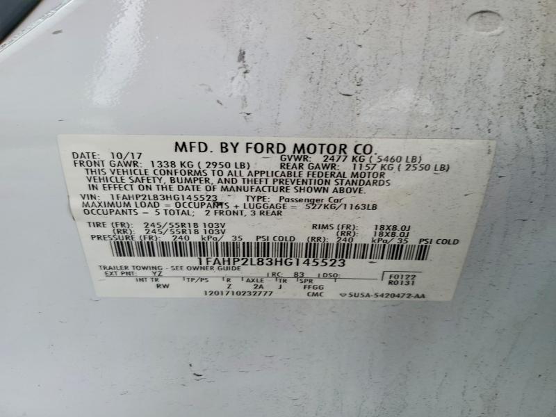 2017 Ford Taurus მანქანა იყიდება აუქციონზე, vin: 1FAHP2L83HG145523, აუქციონის ნომერი: 55159196