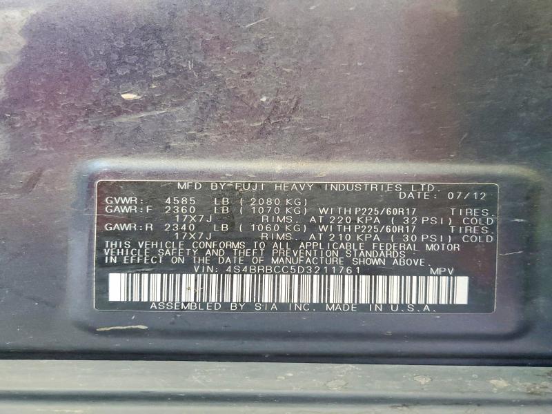 Продажа на аукционе авто 2013 Subaru Outback, vin: 4S4BRBCC5D3211761, номер лота: 55803886