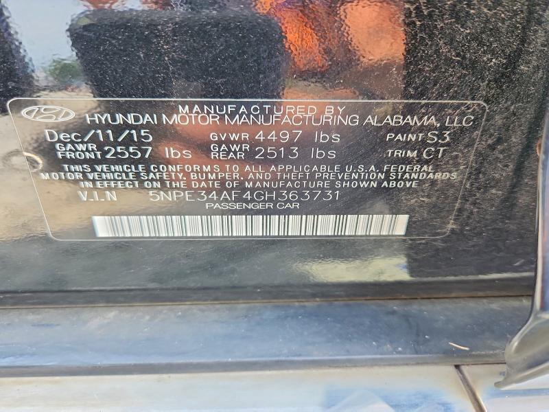 Aukcja sprzedaży 2016 Hyundai Sonata, vin: 5NPE34AF4GH363731, numer aukcji: 58884186