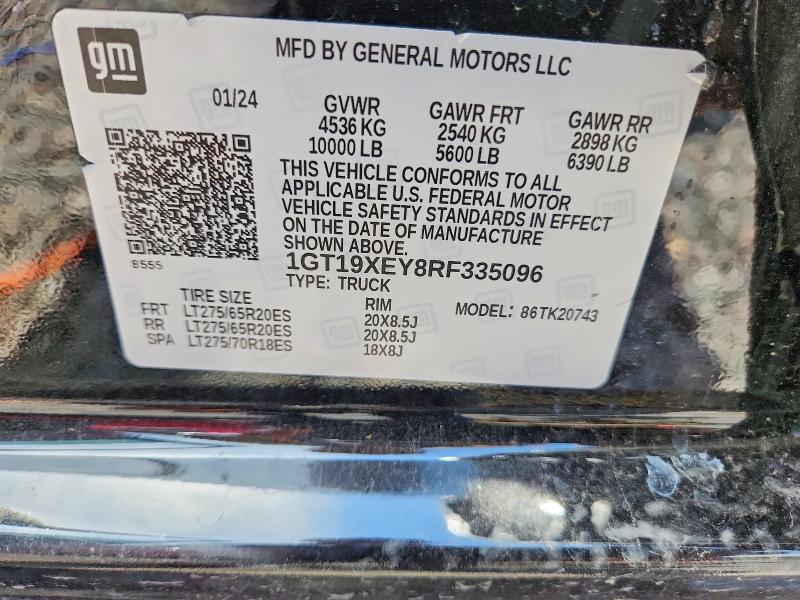 58188446 :رقم المزاد ، 1GT19XEY8RF335096 vin ، 2024 Gmc Sierra مزاد بيع