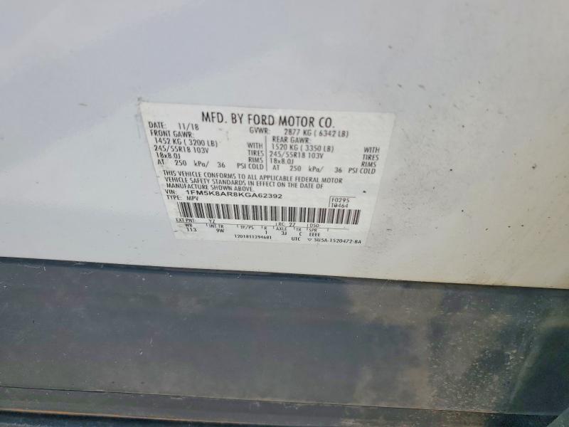 Aukcja sprzedaży 2019 Ford Explorer, vin: 1FM5K8AR8KGA62392, numer aukcji: 59586456