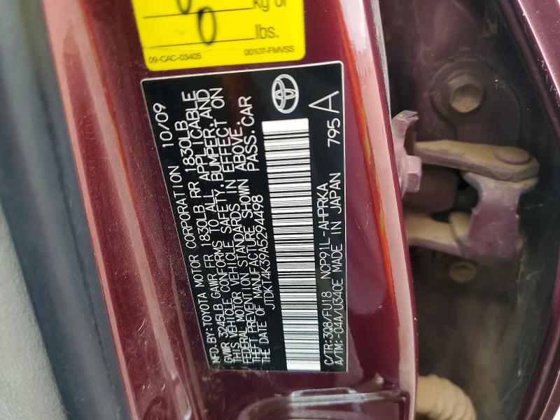 Aukcja sprzedaży 2010 Toyota Yaris, vin: JTDKT4K39A5294498, numer aukcji: 56659676