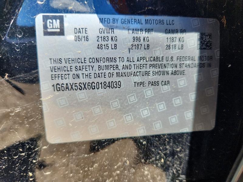 Aukcja sprzedaży 2016 Cadillac Cts, vin: 1G6AX5SX6G0184039, numer aukcji: 57222316