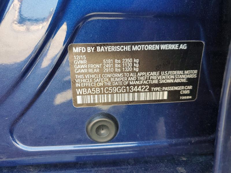 Продаж на аукціоні авто 2016 Bmw 535, vin: WBA5B1C59GG134422, номер лоту: 58788066