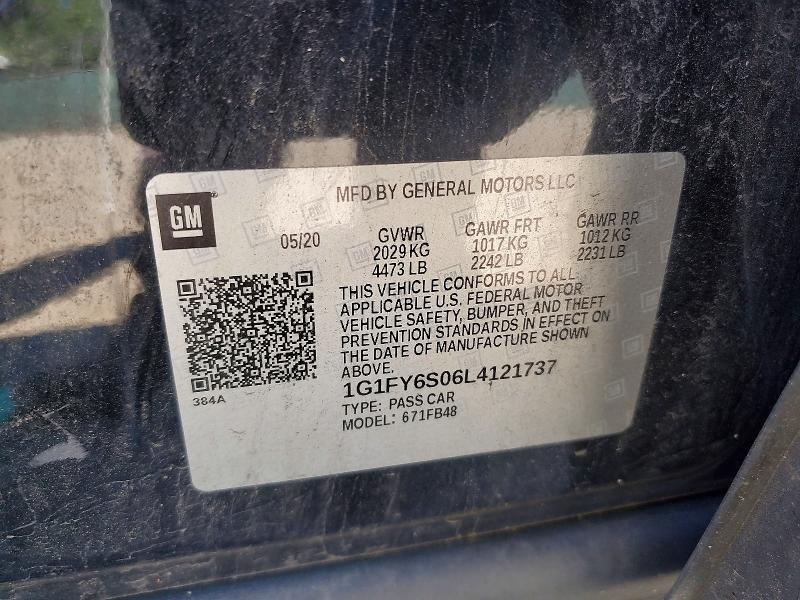 2020 Chevrolet Bolt Ev მანქანა იყიდება აუქციონზე, vin: 1G1FY6S06L4121737, აუქციონის ნომერი: 55662356