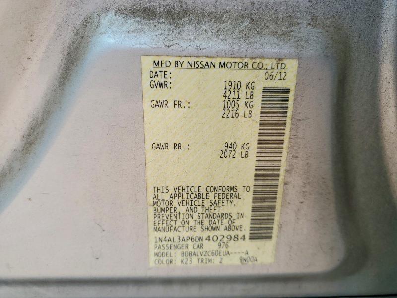 Продаж на аукціоні авто 2013 Nissan Altima, vin: 1N4AL3AP6DN402984, номер лоту: 56421976