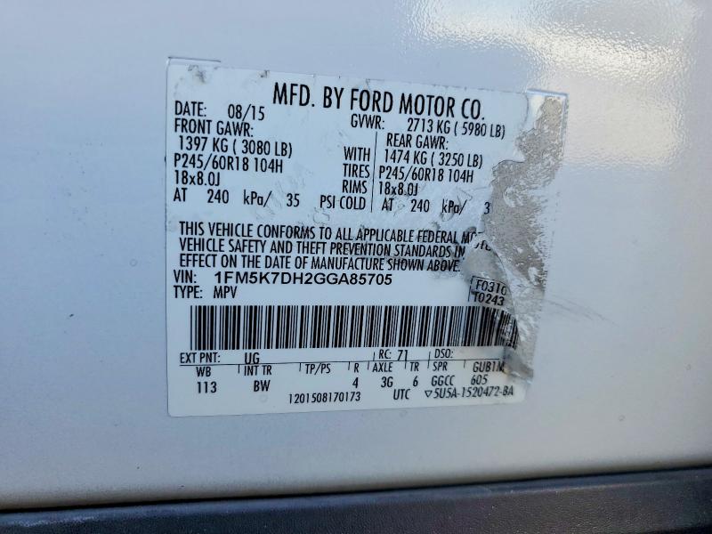 Продаж на аукціоні авто 2016 Ford Explorer, vin: 1FM5K7DH2GGA85705, номер лоту: 55571636