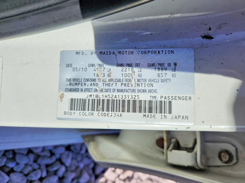 Aukcja sprzedaży 2010 Mazda 3, vin: JM1BL1H52A1331325, numer aukcji: 57015276