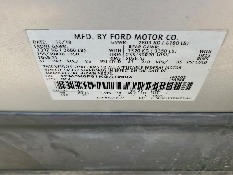 Продажа на аукционе авто 2019 Ford Explorer, vin: 1FM5K8F81KGA19593, номер лота: 55596936