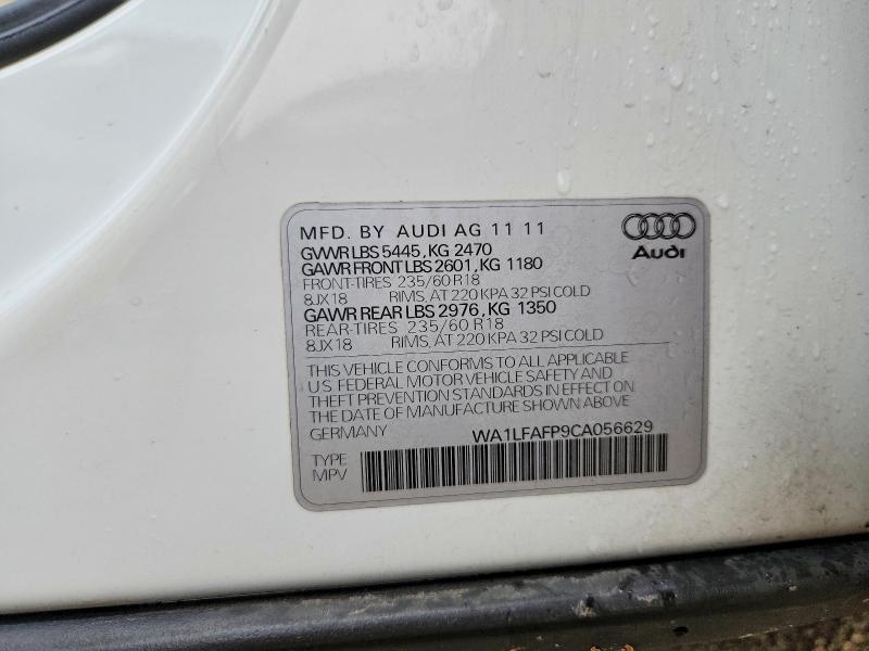 56431676 :رقم المزاد ، WA1LFAFP9CA056629 vin ، 2012 Audi Q5 مزاد بيع