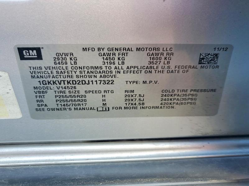 2013 Gmc Acadia მანქანა იყიდება აუქციონზე, vin: 1GKKVTKD2DJ117322, აუქციონის ნომერი: 58774746