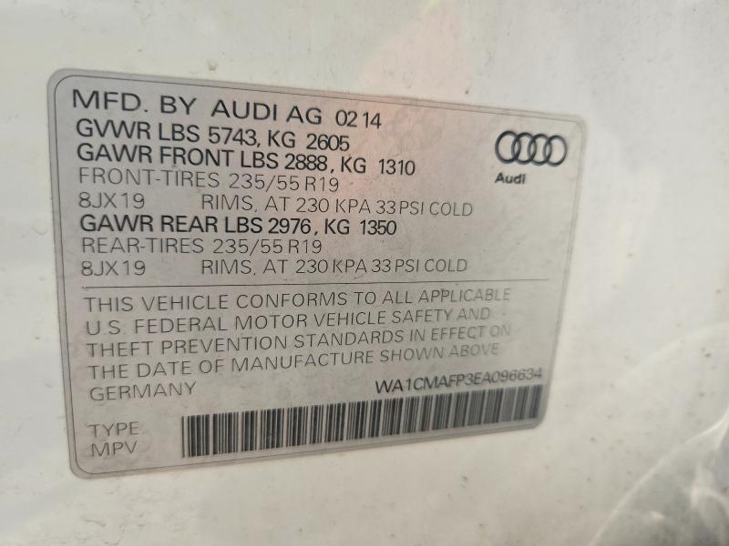 59131576 :رقم المزاد ، WA1CMAFP3EA096634 vin ، 2014 Audi Q5 مزاد بيع