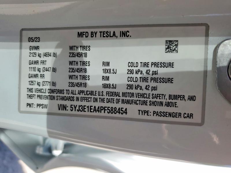 Aukcja sprzedaży 2023 Tesla Model 3, vin: 5YJ3E1EA4PF588454, numer aukcji: 56571156