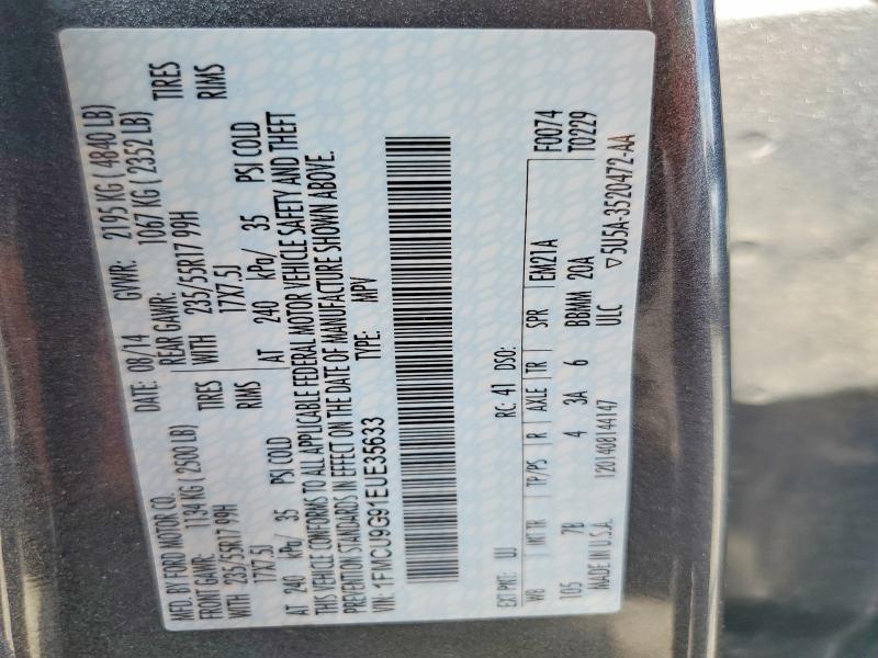 2014 Ford Escape მანქანა იყიდება აუქციონზე, vin: 1FMCU9G91EUE35633, აუქციონის ნომერი: 58775526