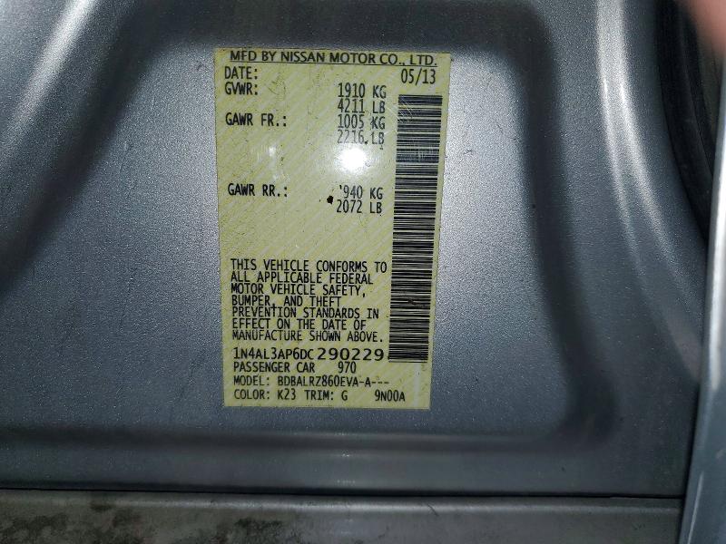 2013 Nissan Altima მანქანა იყიდება აუქციონზე, vin: 1N4AL3AP6DC290229, აუქციონის ნომერი: 55697466