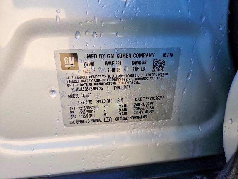 57691296 :رقم المزاد ، KL4CJASB5KB709085 vin ، 2019 Buick Encore مزاد بيع