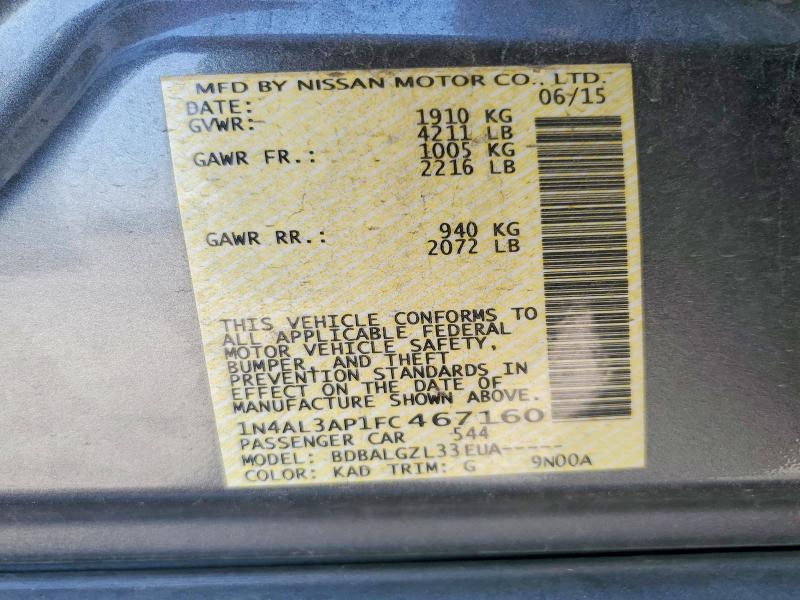 Aukcja sprzedaży 2015 Nissan Altima, vin: 1N4AL3AP1FC467160, numer aukcji: 58127896
