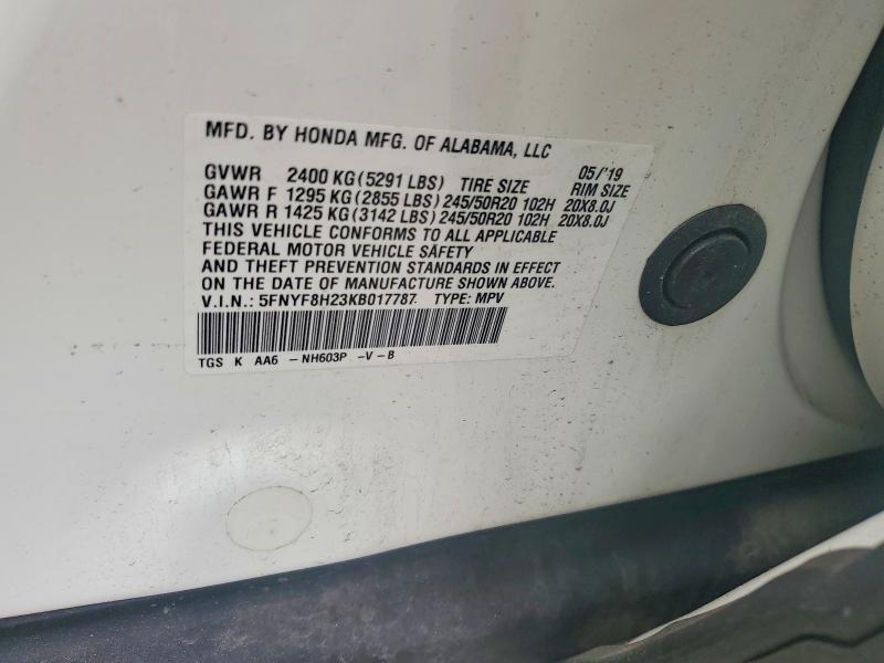 Aukcja sprzedaży 2019 Honda Passport, vin: 5FNYF8H23KB017787, numer aukcji: 58965056