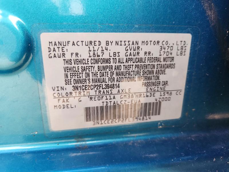 56591706 :رقم المزاد ، 3N1CE2CP2FL394814 vin ، 2015 Nissan Versa Note مزاد بيع