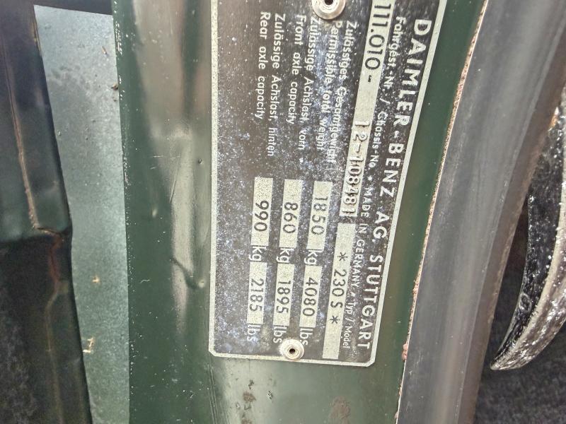 56327856 :رقم المزاد ، 11101012108481 vin ، 1968 Mercedes-benz 230s مزاد بيع