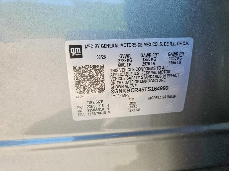2026 Chevrolet Blazer მანქანა იყიდება აუქციონზე, vin: 3GNKBCR45TS164990, აუქციონის ნომერი: 57840276