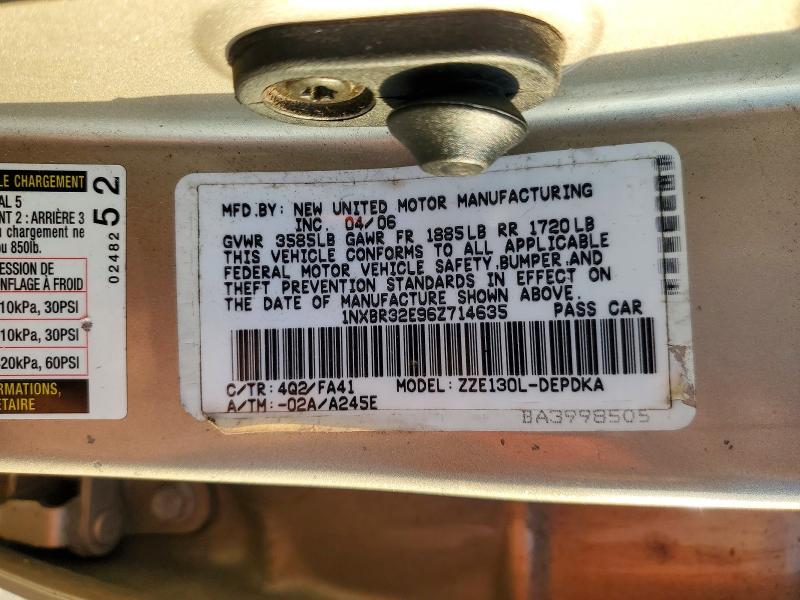 Aukcja sprzedaży 2006 Toyota Corolla, vin: 1NXBR32E96Z714635, numer aukcji: 56517496
