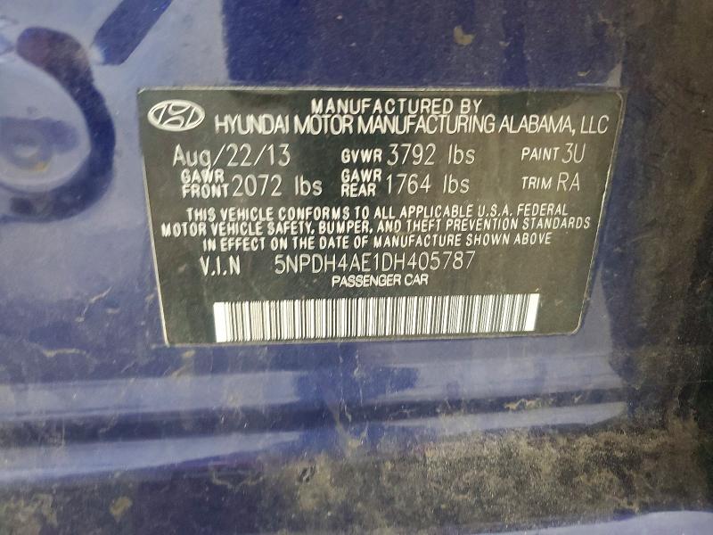 Aukcja sprzedaży 2013 Hyundai Elantra, vin: 5NPDH4AE1DH405787, numer aukcji: 54083516