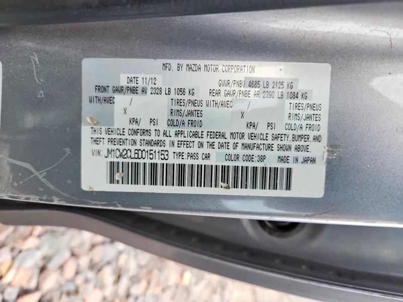 2013 Mazda 5 მანქანა იყიდება აუქციონზე, vin: JM1CW2CL6D0151153, აუქციონის ნომერი: 57080166