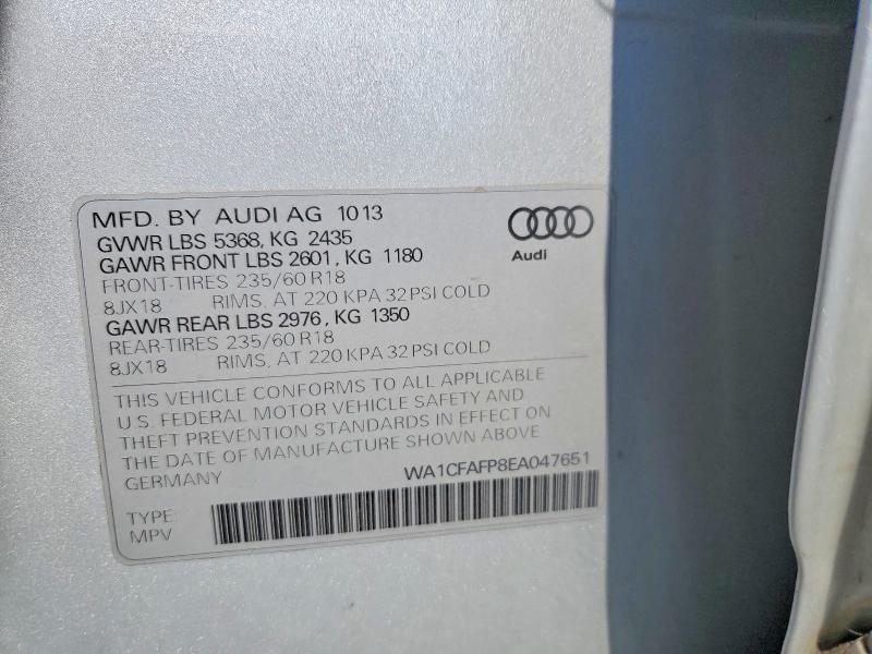 Aukcja sprzedaży 2014 Audi Q5, vin: WA1CFAFP8EA047651, numer aukcji: 56871476