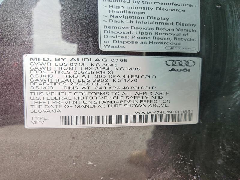 Aukcja sprzedaży 2009 Audi Q7, vin: WA1AY74L19D011891, numer aukcji: 58231946