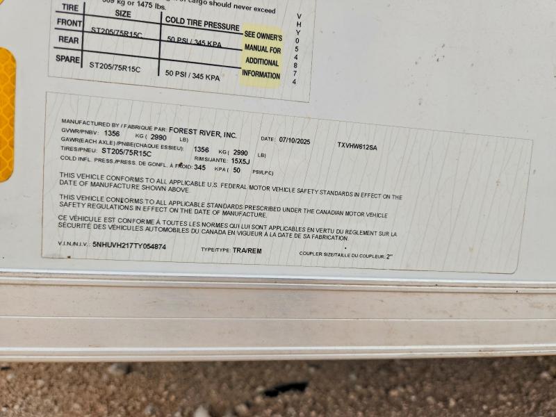 Продаж на аукціоні авто 2026 Forrest River Unknown, vin: 5NHUVH217TY054874, номер лоту: 57245526
