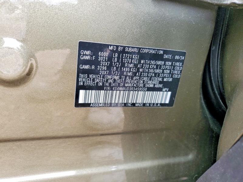 56805736 :رقم المزاد ، 4S4WMAUD3R3459550 vin ، 2024 Subaru Ascent مزاد بيع