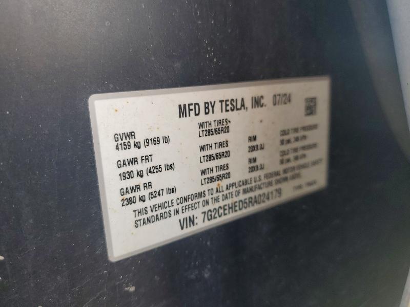 2024 Tesla Cybertruck მანქანა იყიდება აუქციონზე, vin: 7G2CEHED5RA024179, აუქციონის ნომერი: 56608336