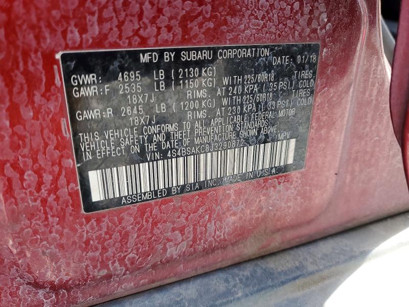 Aukcja sprzedaży 2018 Subaru Outback, vin: 4S4BSAKC8J3290872, numer aukcji: 57202446