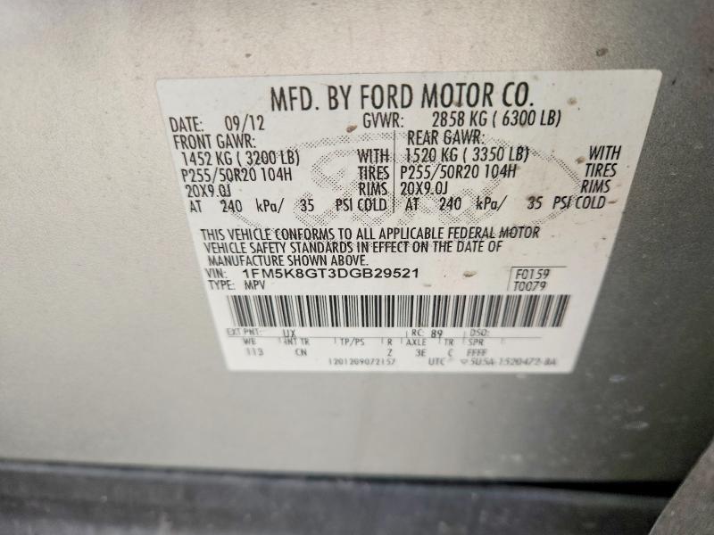 56359726 :رقم المزاد ، 1FM5K8GT3DGB29521 vin ، 2013 Ford Explorer مزاد بيع