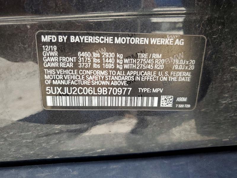 57249506 :رقم المزاد ، 5UXJU2C06L9B70977 vin ، 2020 Bmw X5 مزاد بيع